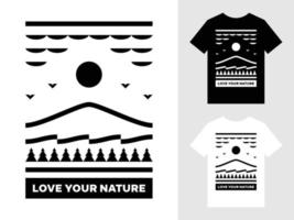 aimez votre conception de t-shirt de logo de paysage de montagne nature vecteur