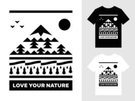 aimez votre conception de t-shirt de logo de paysage de montagne nature vecteur