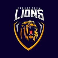 logo de jeu esport lion en colère vecteur