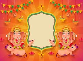 magnifique conception de fond du festival de ganesh chaturthi avec le dieu hindou ganesha et l'espace de copie vierge vecteur