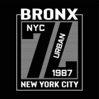 conception de typographie bronx new york city pour l'impression de t-shirt vecteur