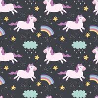 licorne sur un nuage, arc-en-ciel, étoiles. modèle sans couture. illustration vectorielle vecteur