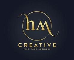 lettre hm logo d'entreprise cursive vecteur