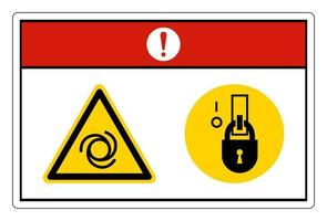 l'équipement de danger commence à se verrouiller automatiquement en signe de symbole d'état hors tension sur fond blanc vecteur