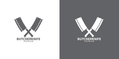 modèle de logo de restaurant de couteau de boucher vecteur