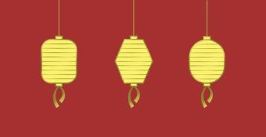 ensemble de décorations de lanterne chinoise pour le nouvel an vecteur