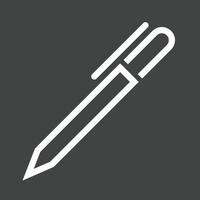 stylo plume, ligne, inversé, icône vecteur