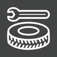 icône inversée de ligne de réparation de pneu vecteur