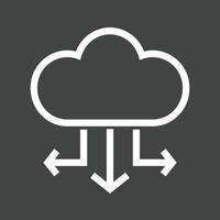 icône inversée de la ligne de distribution de données cloud vecteur