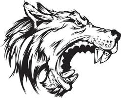 création de logo illustration tête de loup. art vectoriel de mascotte de loup. Image symétrique frontale d'un loup à la face dangereuse.wolf