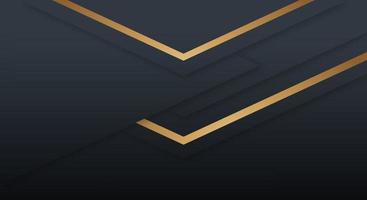 couches de chevauchement géométriques noires premium abstraites avec rayures lignes dorées fond de style de luxe vecteur