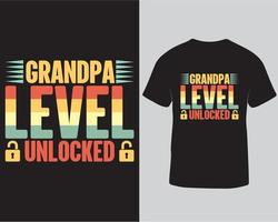 conception de t-shirt de jeu débloqué niveau grand-père téléchargement pro vecteur