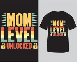 conception de t-shirt de jeu de typographie déverrouillée au niveau de la maman téléchargement pro vecteur