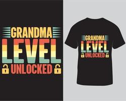 conception de t-shirt de jeu débloqué niveau grand-mère téléchargement pro vecteur