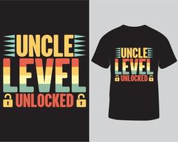 conception de t-shirt de jeu débloqué de niveau oncle, conception de t-shirt de jeu pour le téléchargement d'impression pro vecteur