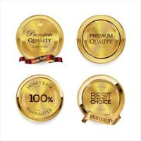 collection de badges et étiquettes dorés de qualité premium rétro vecteur
