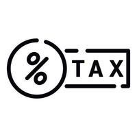icône de pourcentage de taxe de bureau, style de contour vecteur