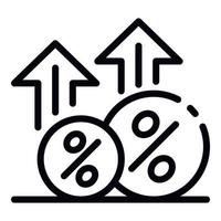 icône de croissance pour cent d'argent, style de contour vecteur