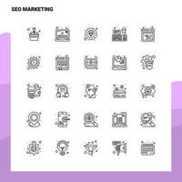 ensemble d'icônes de ligne de marketing seo ensemble 25 icônes conception de style minimalisme vectoriel icônes noires définies pack de pictogrammes linéaires