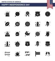 4 juillet usa joyeux jour de l'indépendance icône symboles groupe de 25 glyphe solide moderne de dollar américain insigne signe sécurité modifiable usa jour vecteur éléments de conception