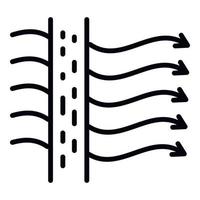 icône de tissu de flux d'air, style de contour vecteur