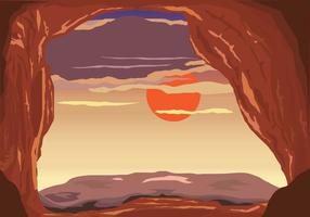 Vue du coucher du soleil à partir du vecteur de la grotte