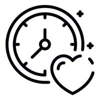 icône d'horloge et de coeur, style de contour vecteur