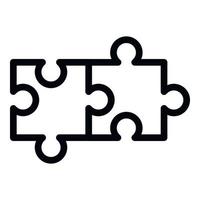 icône de deux puzzles connectés, style de contour vecteur