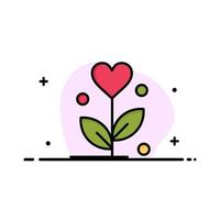 amour fleur mariage coeur entreprise logo modèle plat couleur vecteur