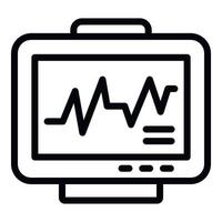 icône de moniteur de fréquence cardiaque, style de contour vecteur