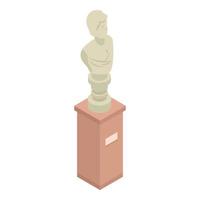 icône de sculpture de buste de musée, style isométrique vecteur