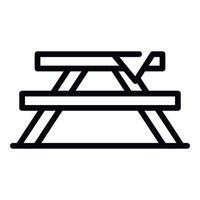 icône de table de camping, style de contour vecteur