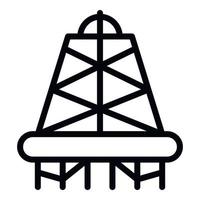 icône de plate-forme pétrolière, style de contour vecteur