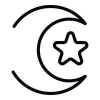 icône d'étoile de lune islamique, style de contour vecteur