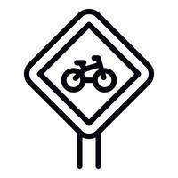 icône de route de signe de vélo, style de contour vecteur