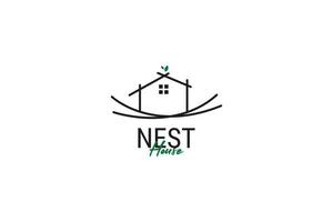 illustration de modèle vectoriel de conception de logo de maison de nid plat