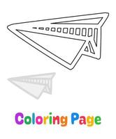 Coloriage avec avion en papier pour les enfants vecteur