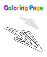 Coloriage avec avion en papier pour les enfants vecteur