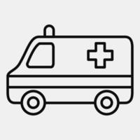 icône ambulance. éléments de transport. icônes dans le style de ligne. bon pour les impressions, les affiches, le logo, le signe, la publicité, etc. vecteur