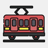 icône de tramway. éléments de transport. icônes dans le style de ligne remplie. bon pour les impressions, les affiches, le logo, le signe, la publicité, etc. vecteur