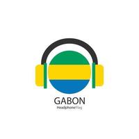 vecteur de drapeau de casque gabon sur fond blanc.