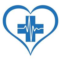logo de soins de santé illustration. croix médicale dans un coeur sur fond blanc vecteur