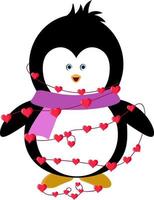 clipart de pingouin mignon saint valentin vecteur