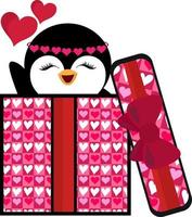 clipart de pingouin mignon saint valentin vecteur