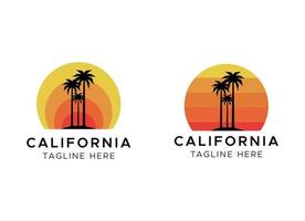 création de logo de plage de californie dans un style rétro vecteur