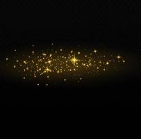 le vecteur scintille. poussière d'or. les étincelles jaunes brillent l'effet de lumière. motif abstrait de fumée et de vent de noël. particules de poussière de fée brillantes avec fumée et étoile de couleur jaune.