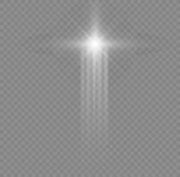 étoile de noël avec projecteur. effet de lumière couleur blanche. effet de lumière étincelante blanc isolé brillant. conception d'effets spéciaux de projecteur d'étincelle. élément de vecteur de rayon.