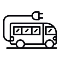 icône d'autobus scolaire électrique, style de contour vecteur