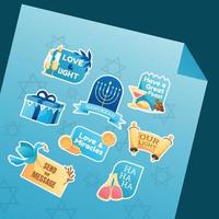 super festival de hanukkah stickers vecteur