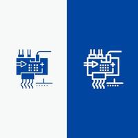 assembler personnaliser les pièces d'ingénierie électronique ligne et glyphe icône solide bannière bleue ligne et glyphe icône solide bannière bleue vecteur